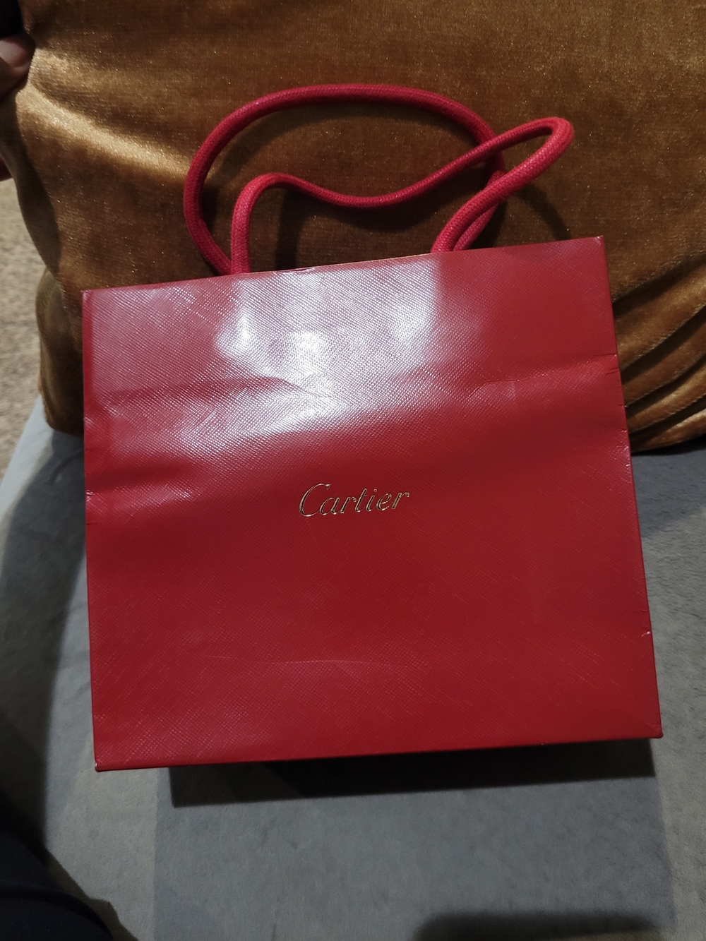 Cartier Red Gift Bag with Rope Handle.